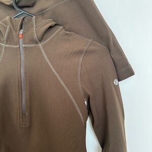 LULULEMON 2 PIECE COCOA BRN SCUBA HOODIE HALF-ZIP + BOY SHORTS SIZE S